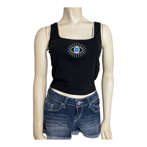 All Seeing Eye Top Shirt Blouse Concert Summer Skimpy Beach Crop y2k Tank Boho - Picture 1 of 8